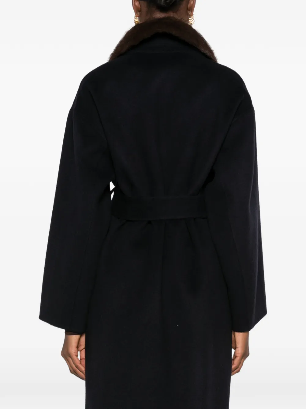 P.A.R.O.S.H. Leak fur-collar belted coat Zwart