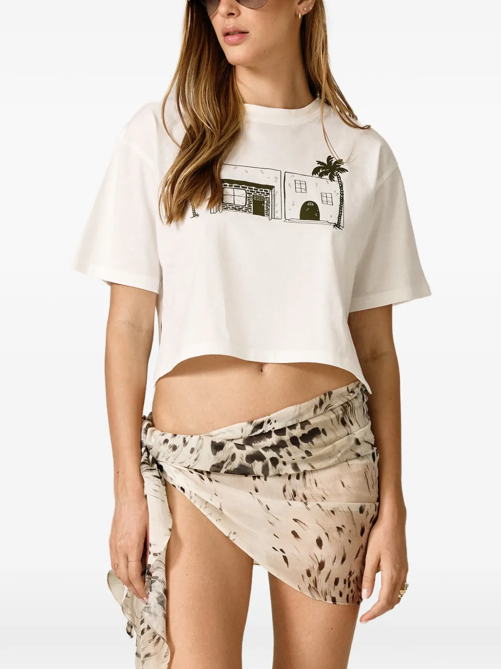 Pnk Graphic-print Cotton T-shirt In White