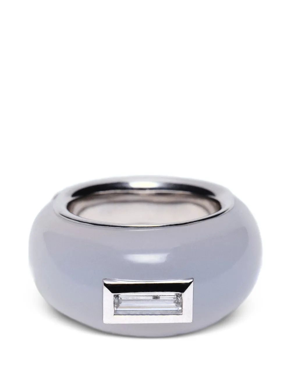 Luminous 27 Marguerite Chalcedony And Diamond Ring In Silver