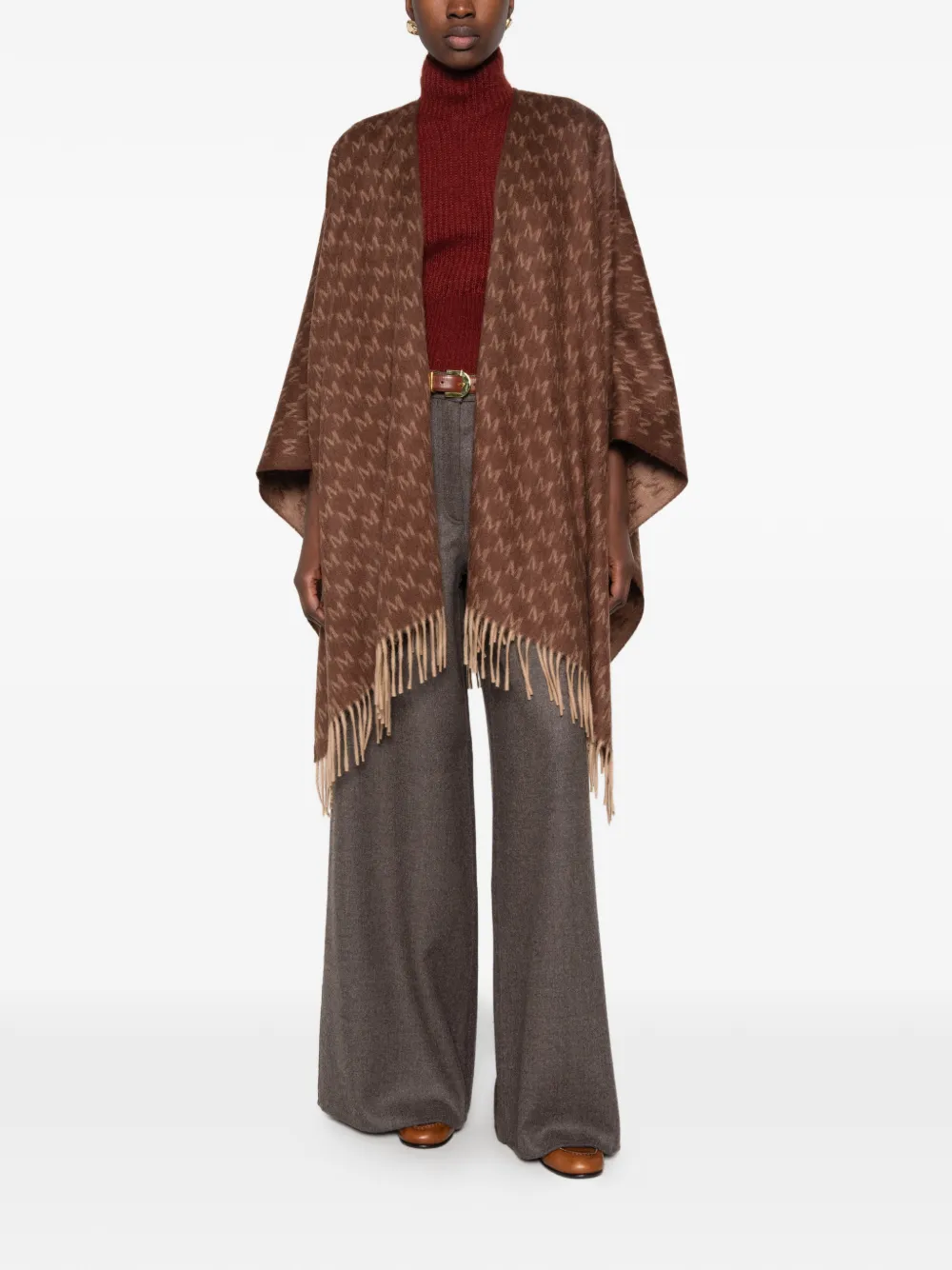 Max Mara Falange logo-jacquard shawl Bruin