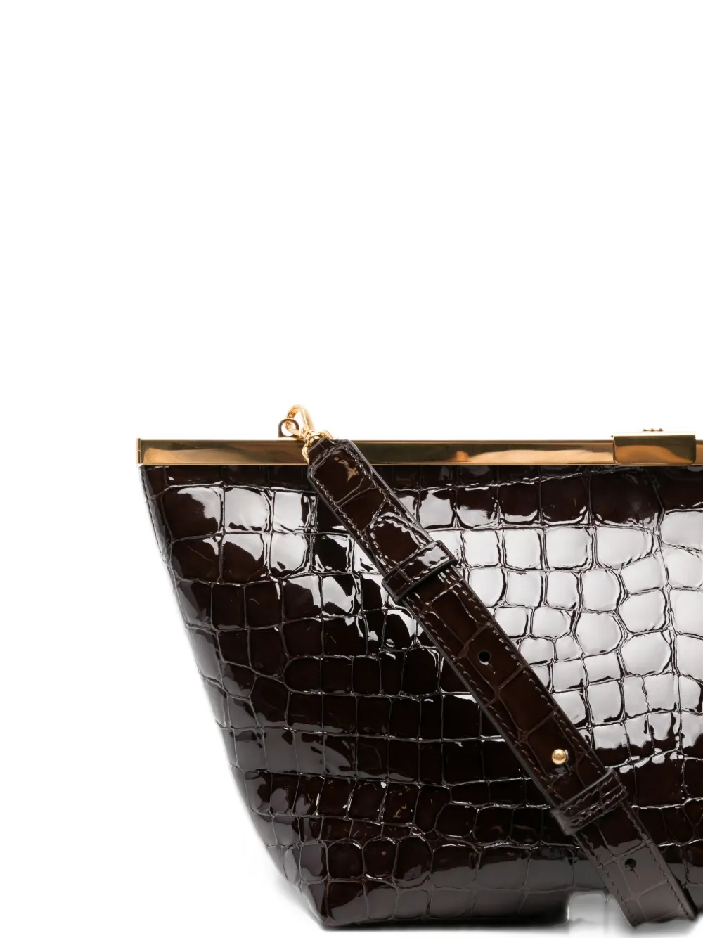 Jimmy Choo Ganache shiny croc-embossed leather clutch Bruin
