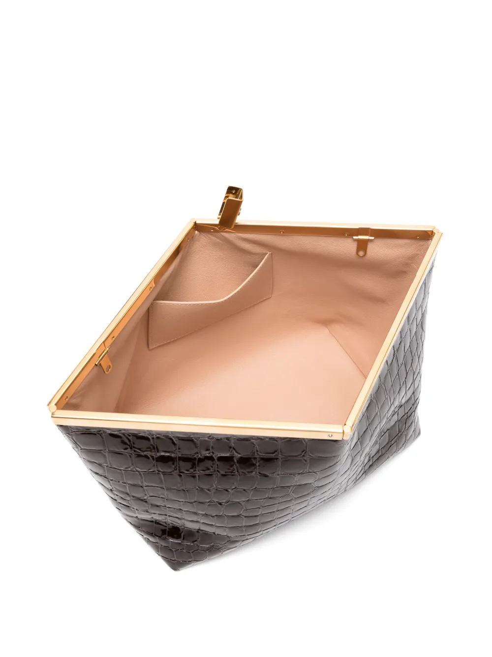 Jimmy Choo Ganache shiny croc-embossed leather clutch Bruin