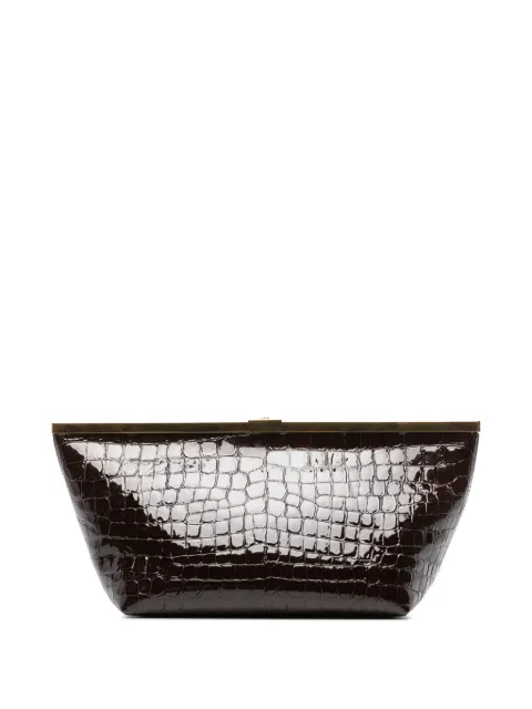 Jimmy Choo Ganache shiny croc-embossed leather clutch
