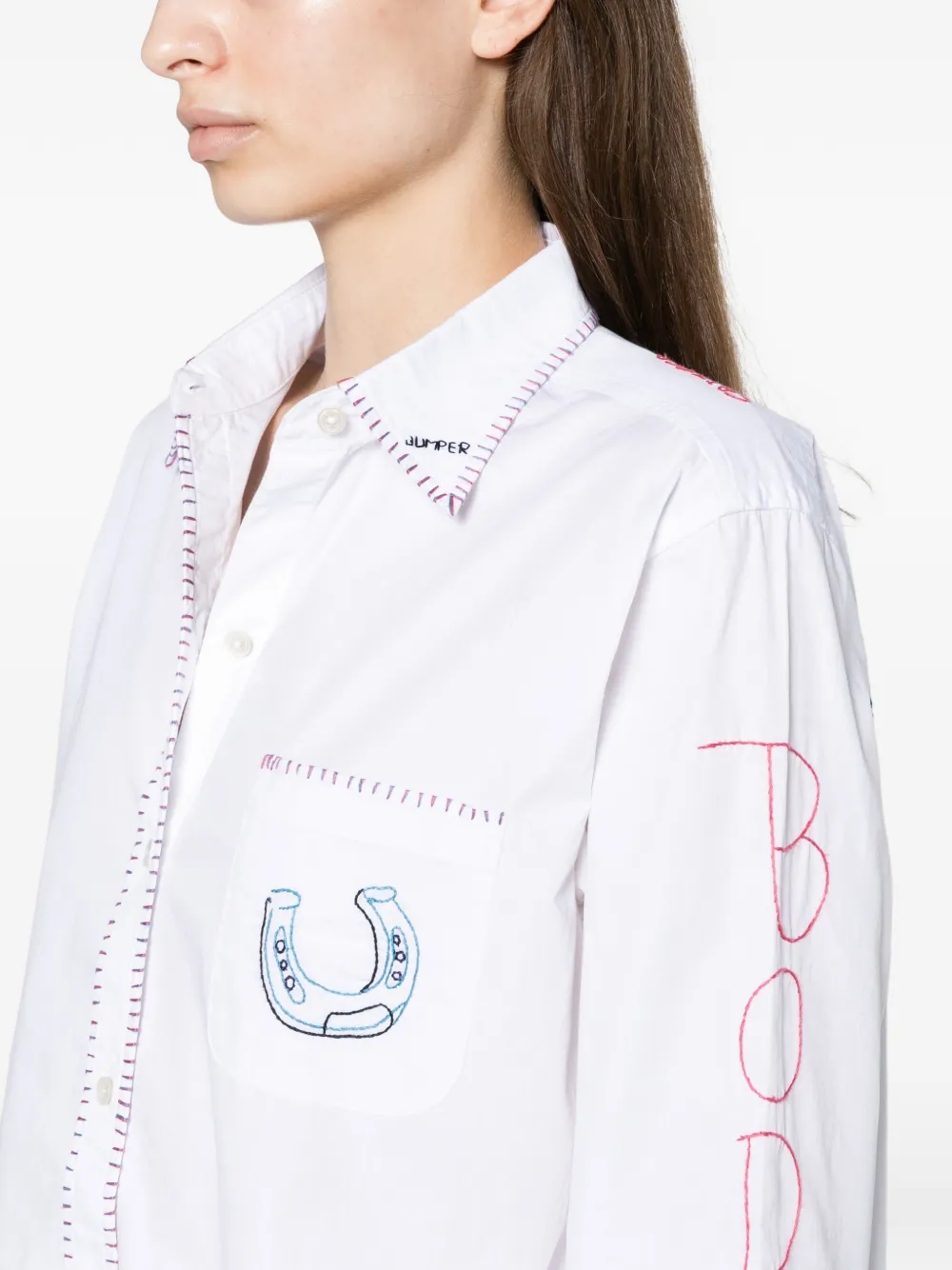 BODE Rodeo Dictionary long-sleeve shirt Wit