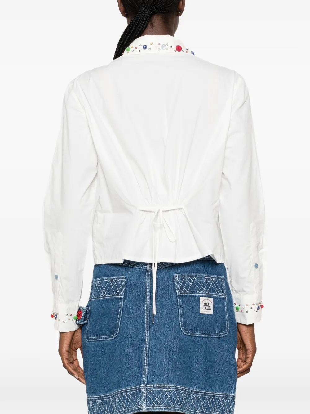 Bode Button Jar Shirt in White, view 4