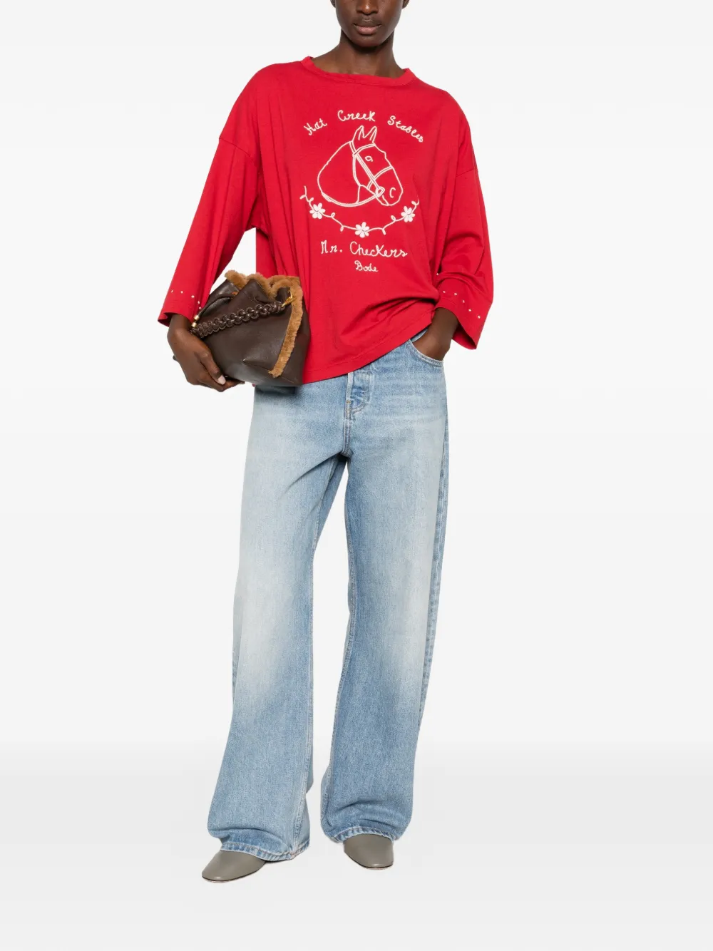 BODE Stables T-shirt met borduurwerk Rood
