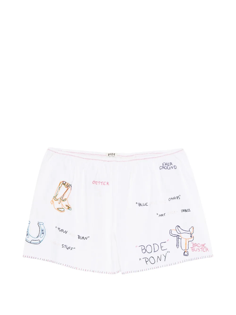 BODE Rodeo Dictionary tap shorts - Bianco
