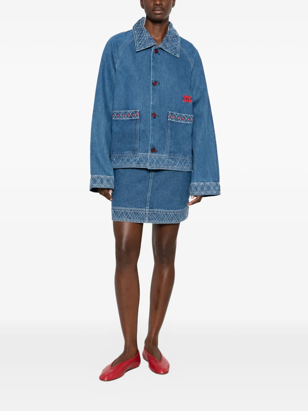 BODE Denim mini-rok met borduurwerk Blauw