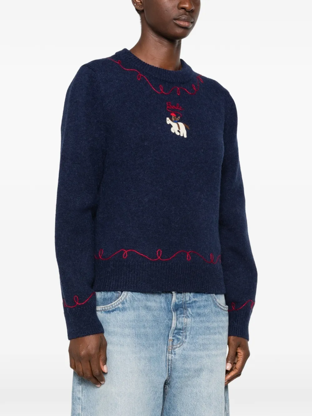 BODE cowboy-appliqué sweater Blauw