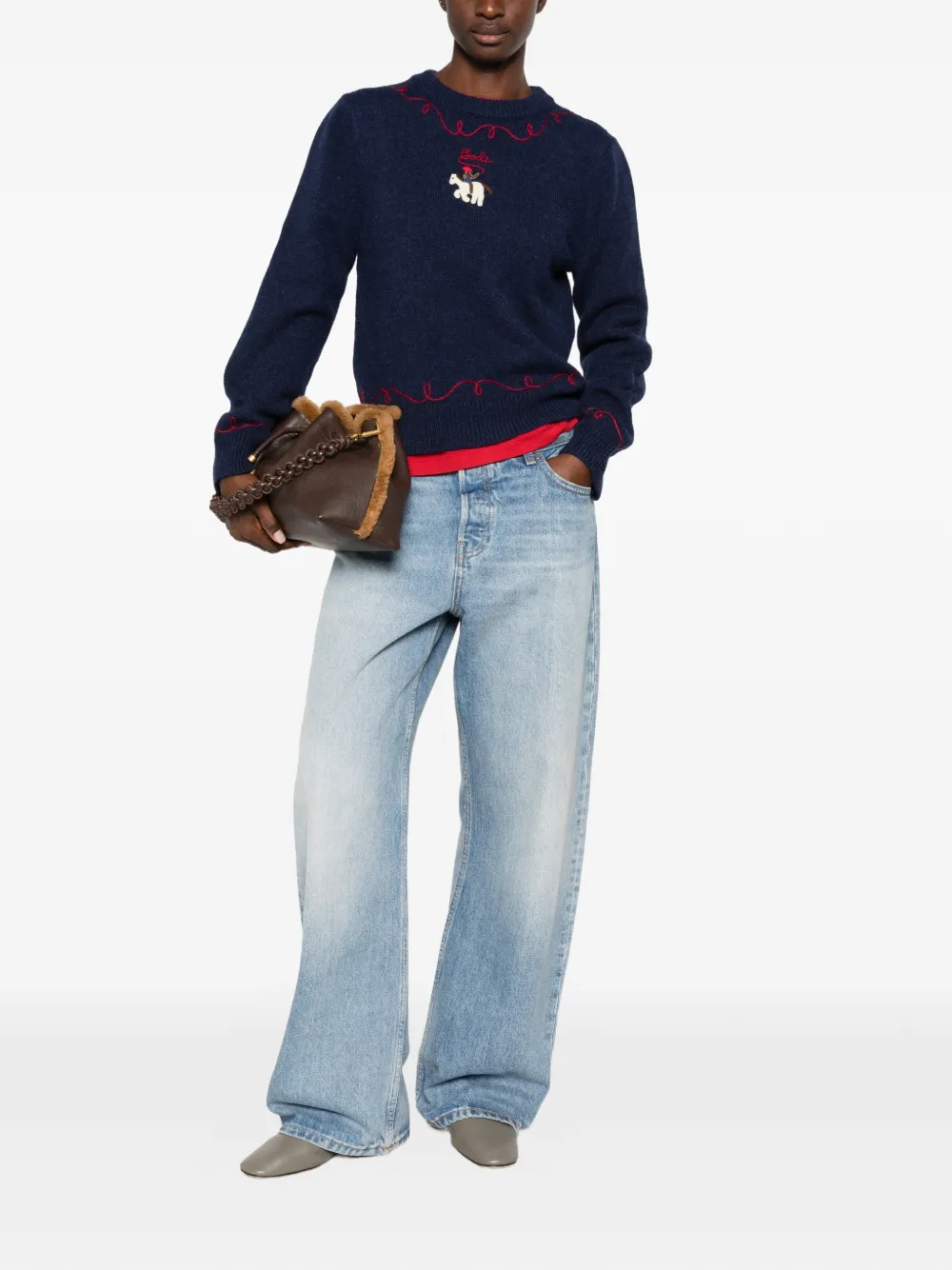 BODE cowboy-appliqué sweater Blauw