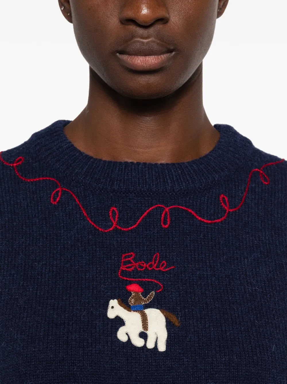 BODE cowboy-appliqué sweater Blauw