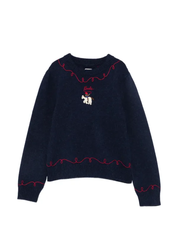 Bode Cowboy-appliqué Sweater in Blue