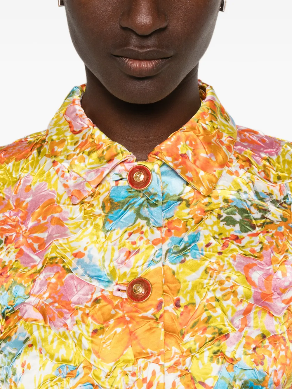 Versace floral-print cropped jacket Geel