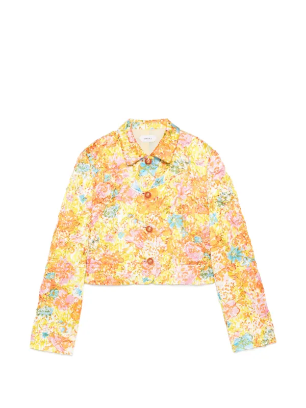 Versace Printed Silk Duchesse Jacket in Yellow