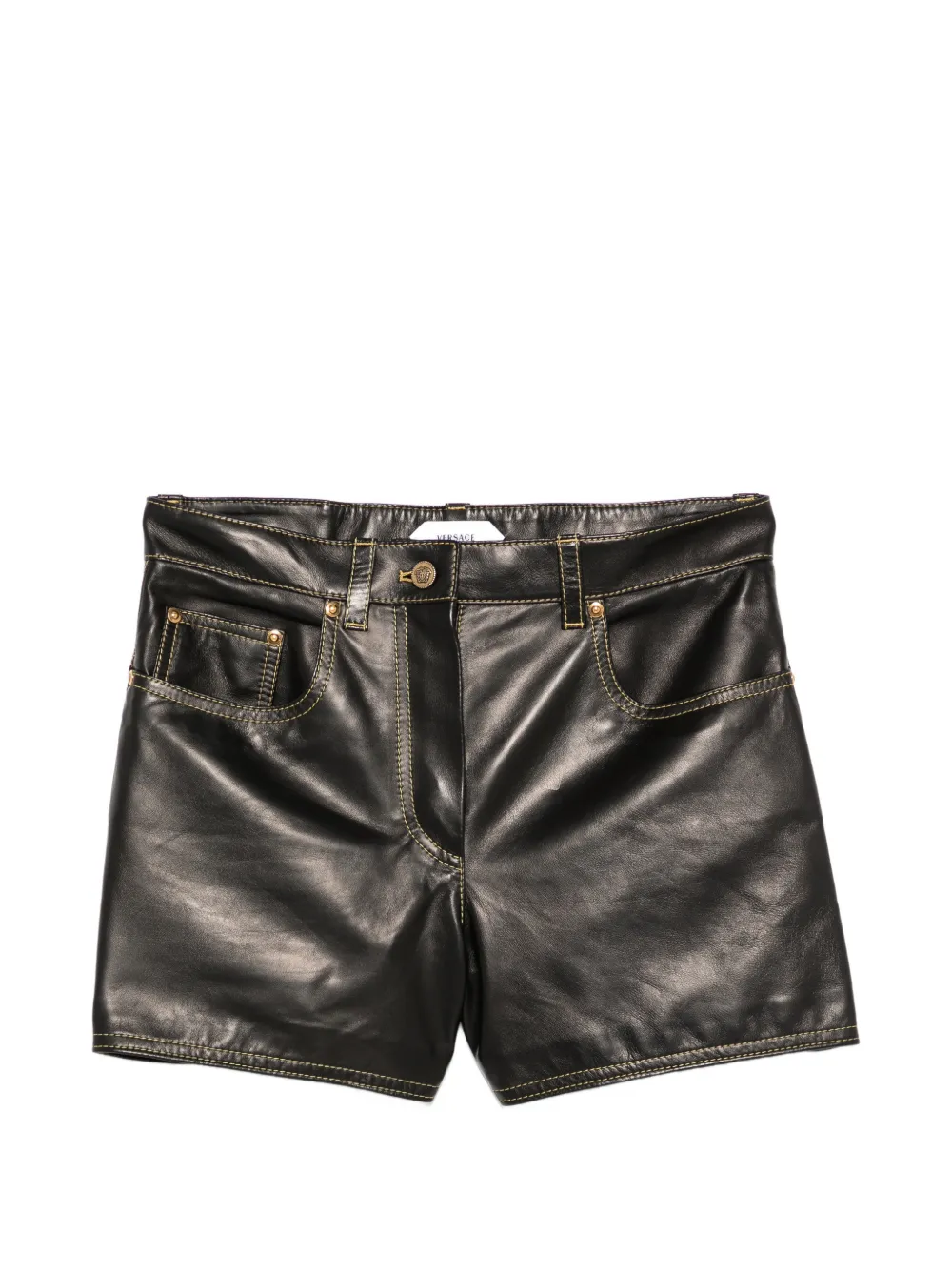 Versace belt-loops leather shorts - Nero