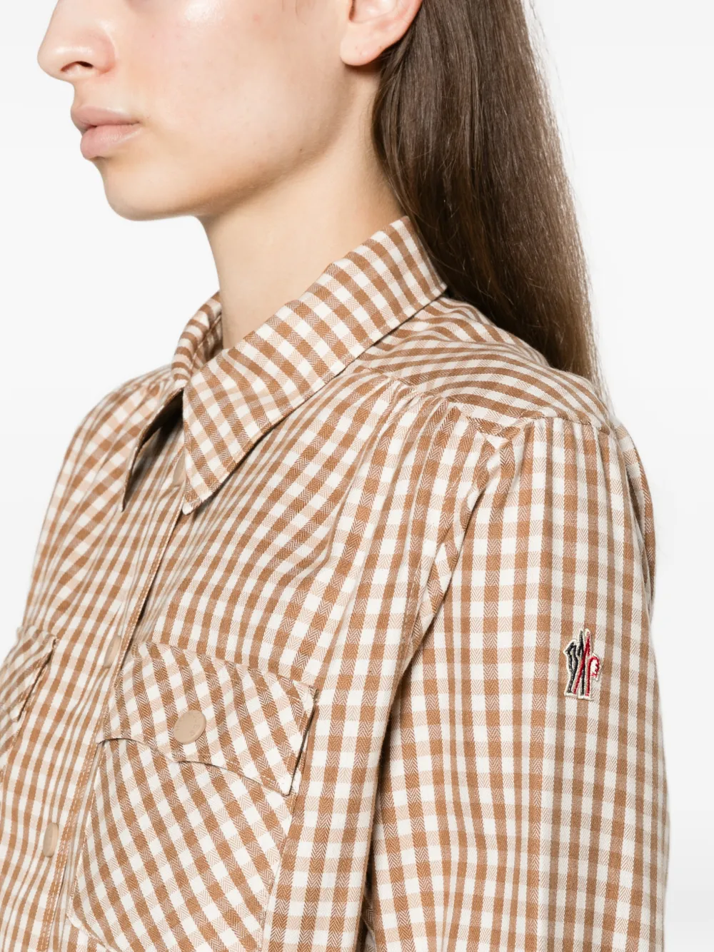 Moncler Grenoble checkered-print shirt Bruin