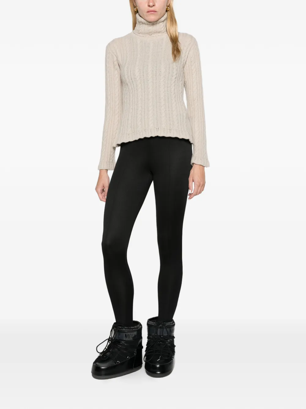 Moncler Grenoble cable-knit roll-neck sweater Beige