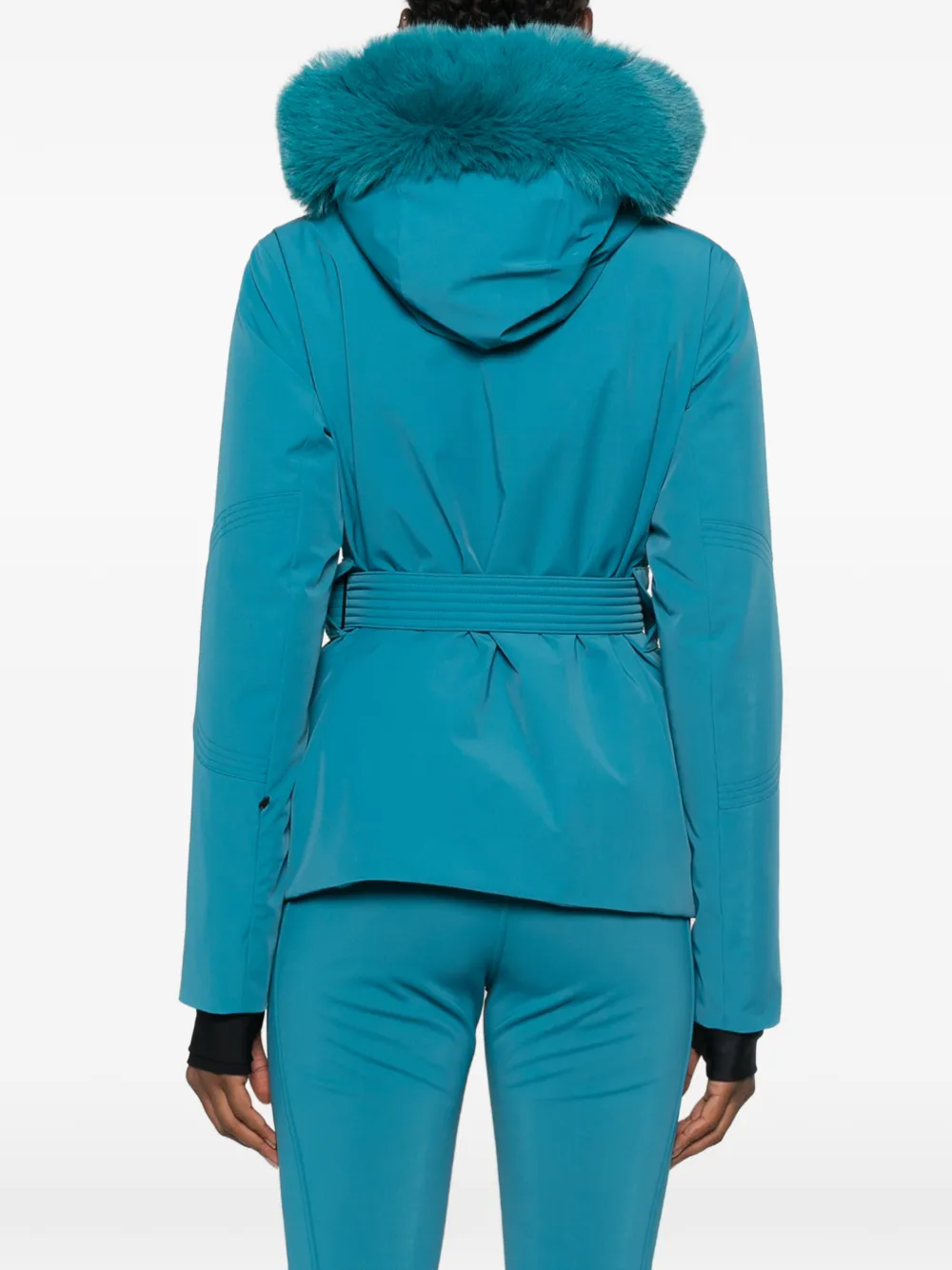 Colmar Ski-jack met afwerking van imitatiebont en ceintuur Blauw