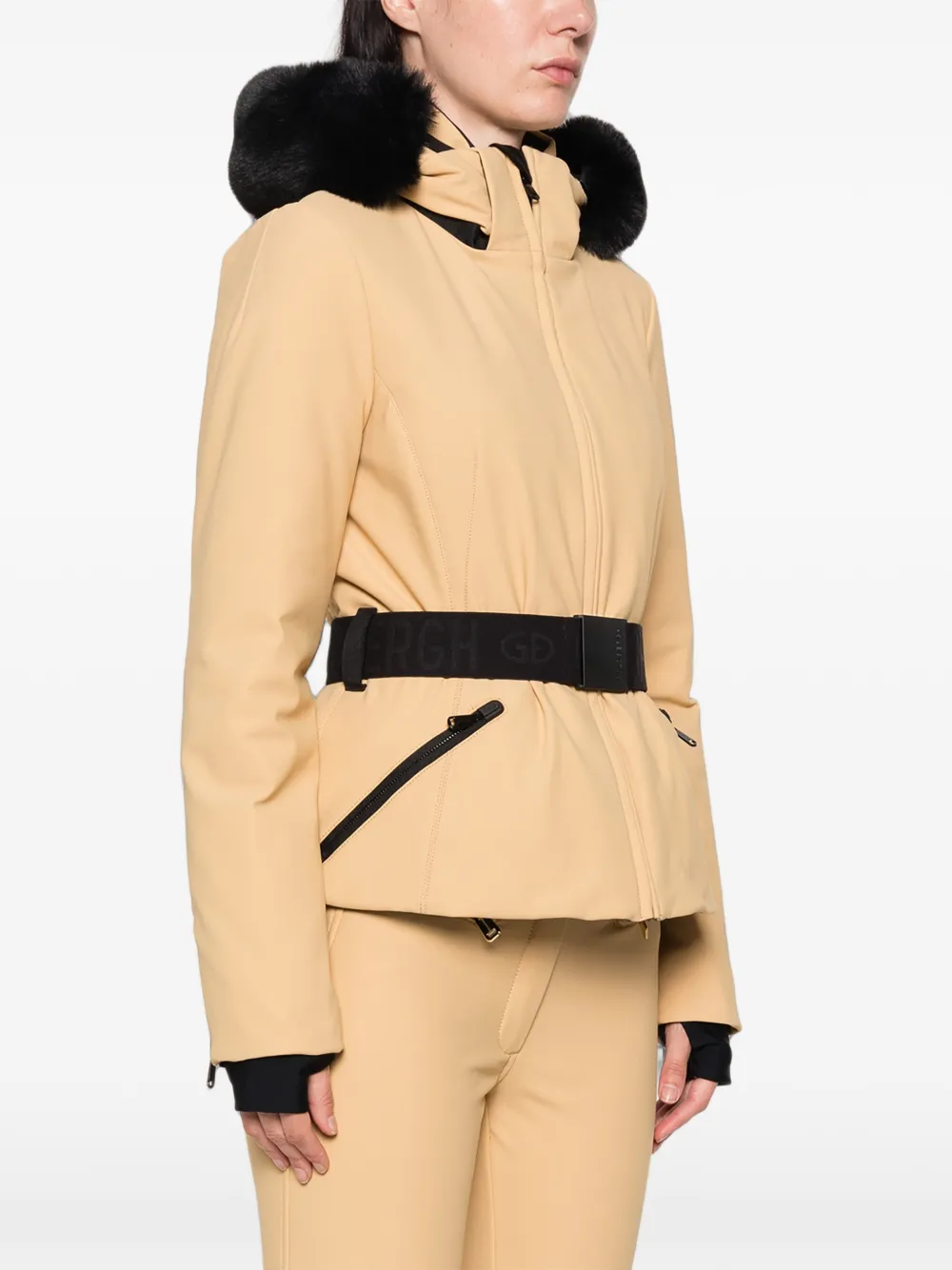 Goldbergh Hida ski-jack met afwerking van imitatiebont Beige