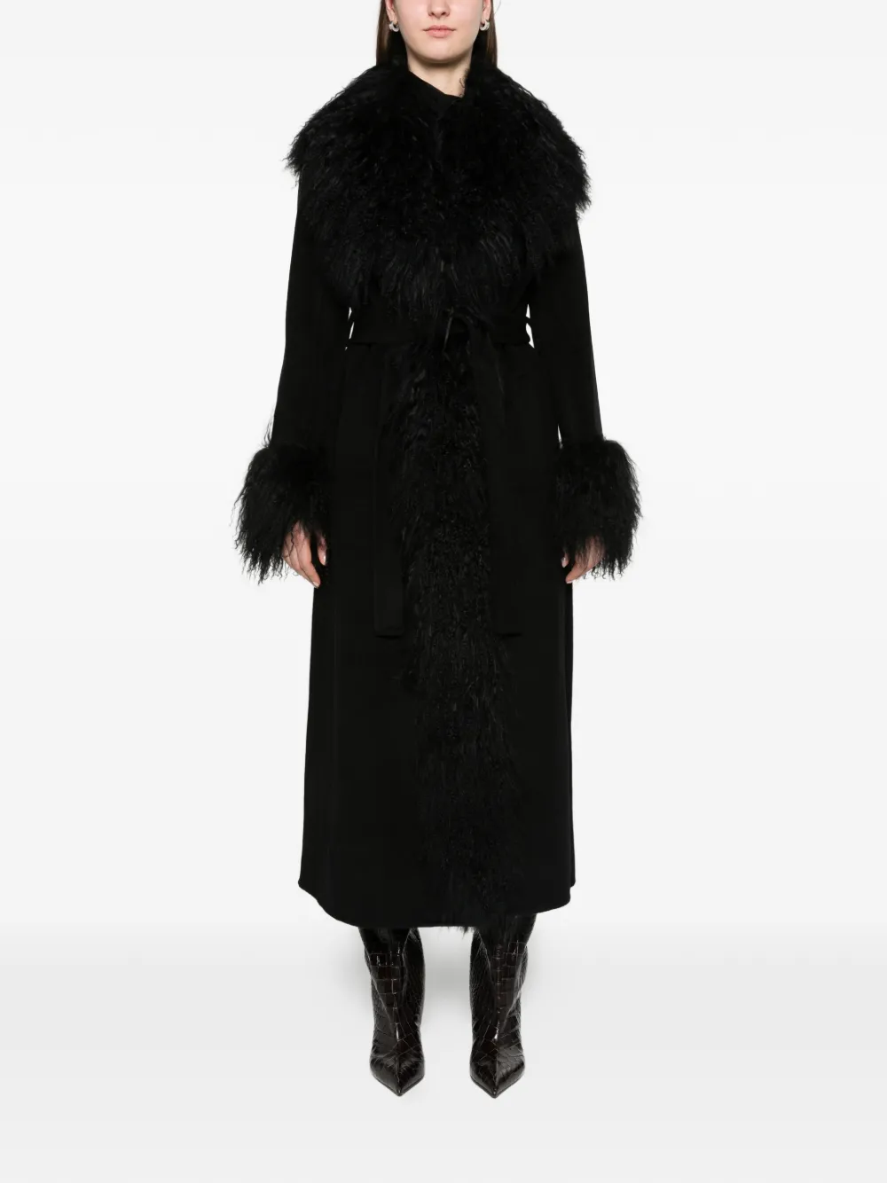 ducie Lola Mongolian coat Zwart