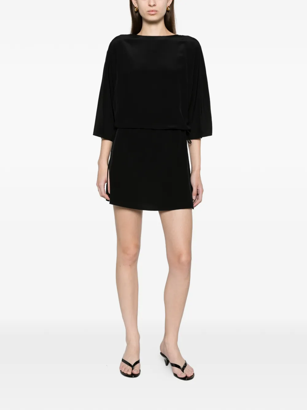 Matteau magyar drawcord mini dress - Nero