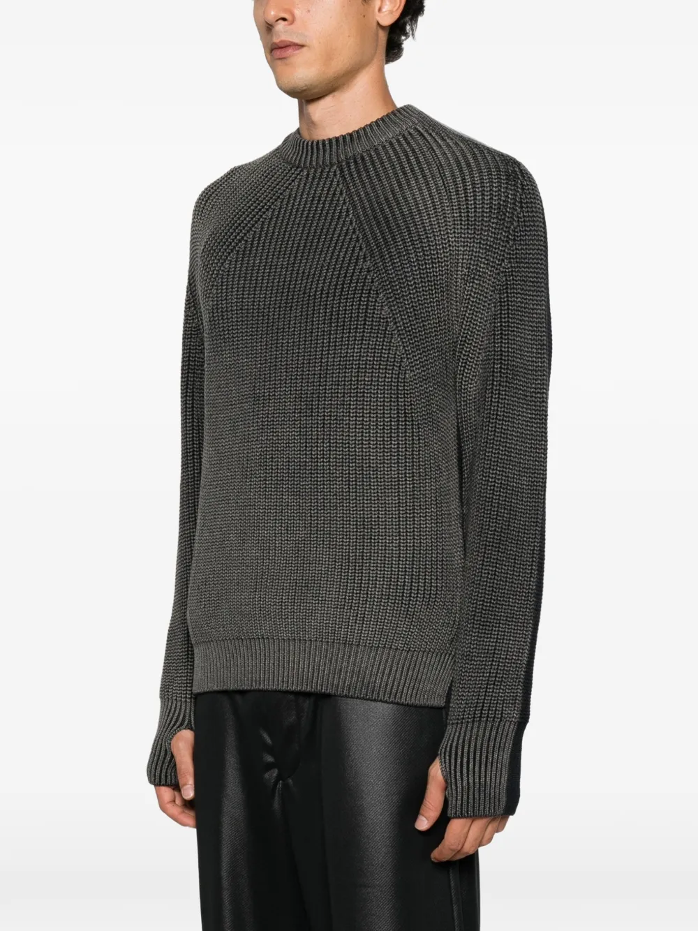 Comme des Garçons Homme Plus heavy-ribbed raglan-sleeve sweater Blauw