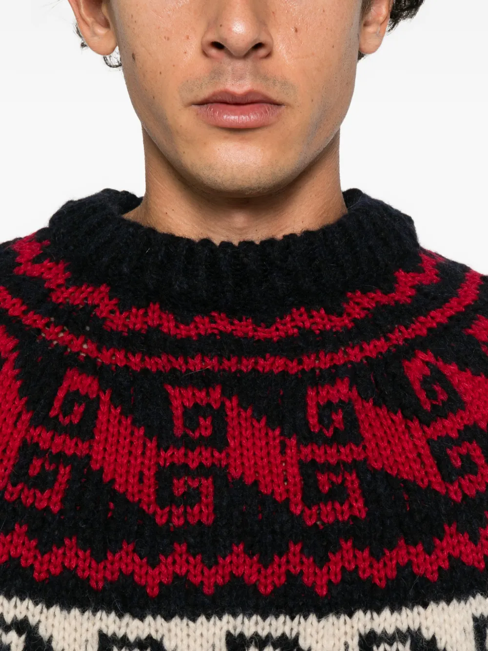 Moncler Grenoble geometric jacquard-knit sweater Blauw