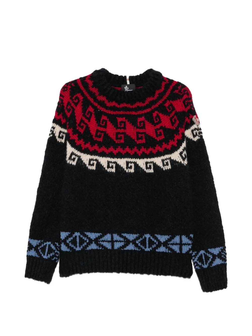 Moncler Grenoble geometric jacquard-knit sweater Blauw