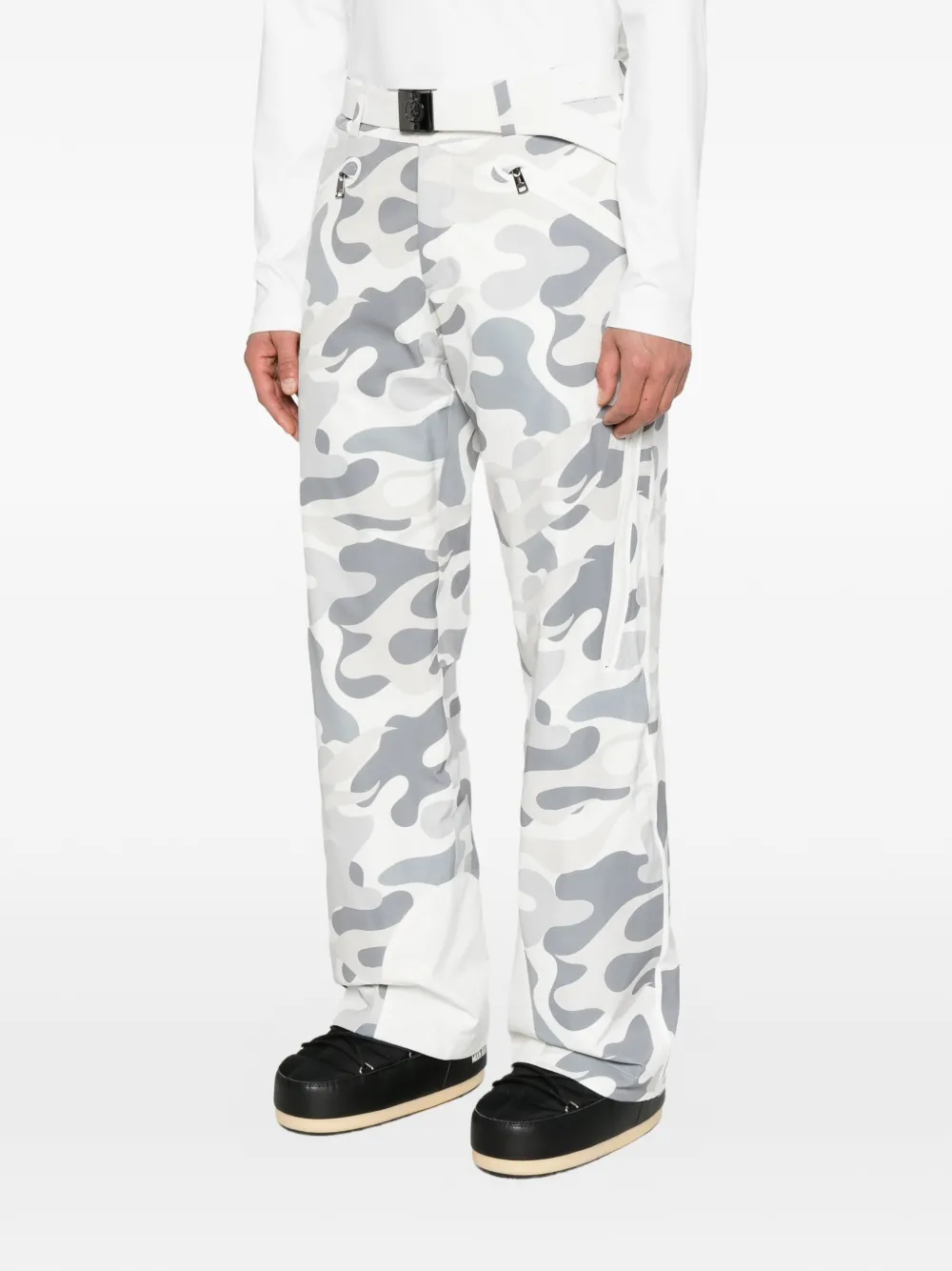 BOGNER Tim-T skibroek met camouflage-print en ceintuur Wit