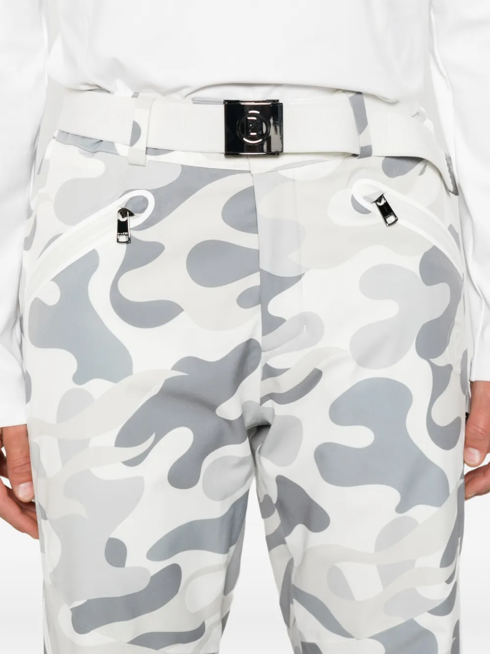 BOGNER Tim-T skibroek met camouflage-print en ceintuur Wit