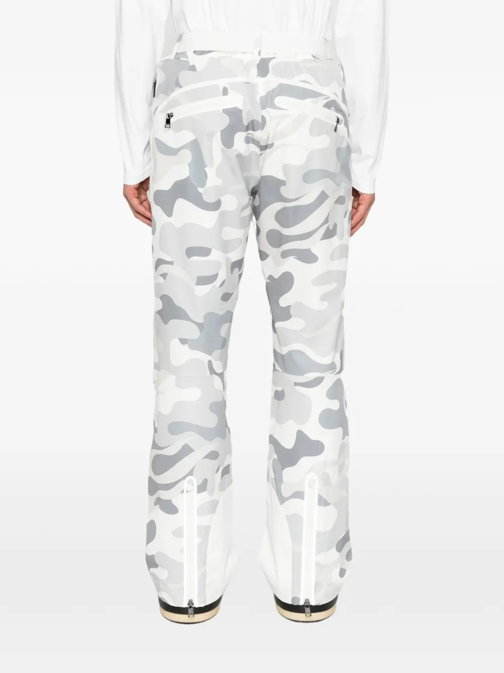 BOGNER Tim-T skibroek met camouflage-print en ceintuur Wit
