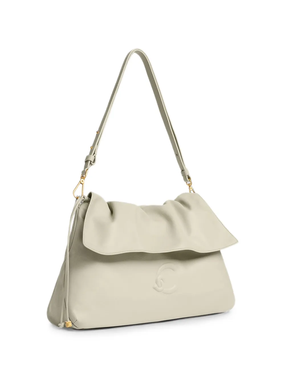 Coccinelle Medium Lidia schoudertas met logo-reliëf Beige