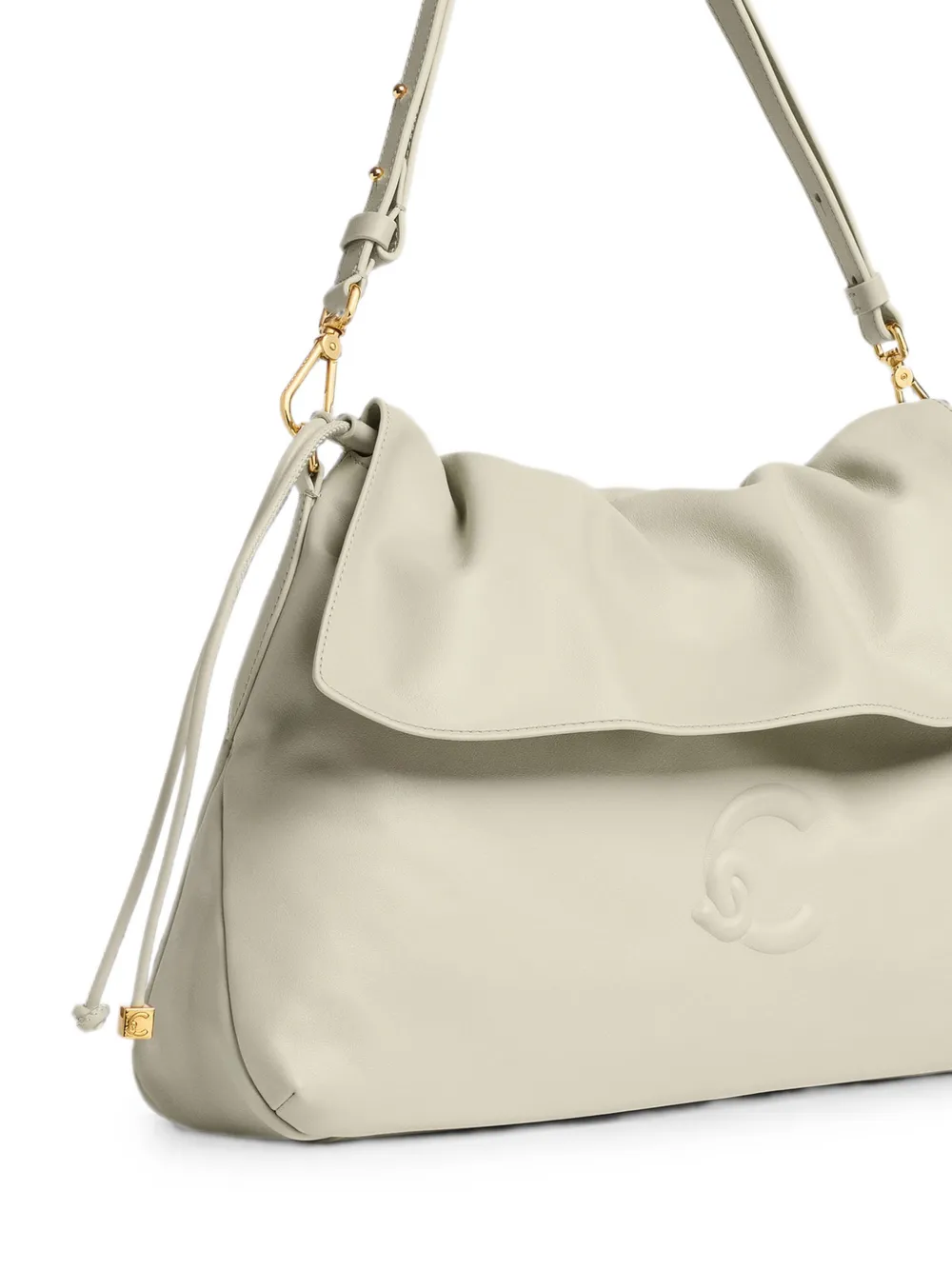 Coccinelle Medium Lidia schoudertas met logo-reliëf Beige