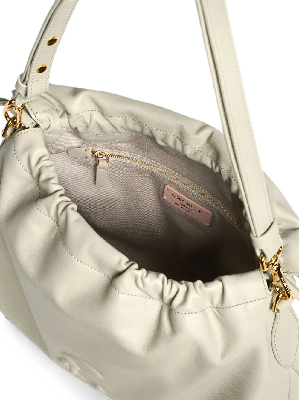Coccinelle Medium Lidia schoudertas met logo-reliëf Beige