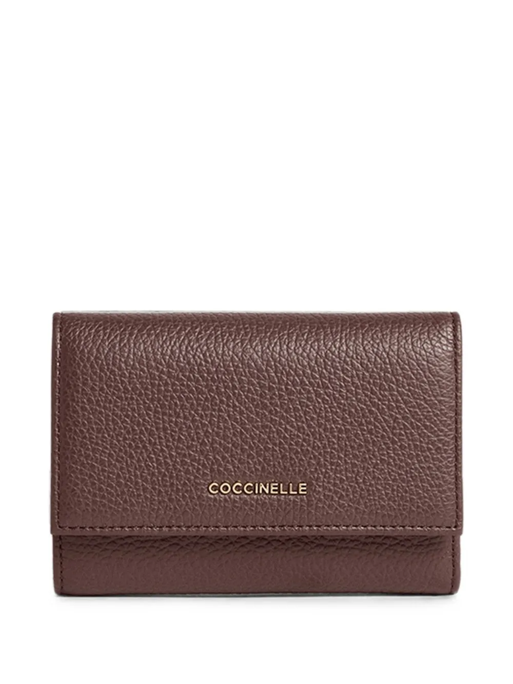 Coccinelle grained leather tri-fold wallet - Braun