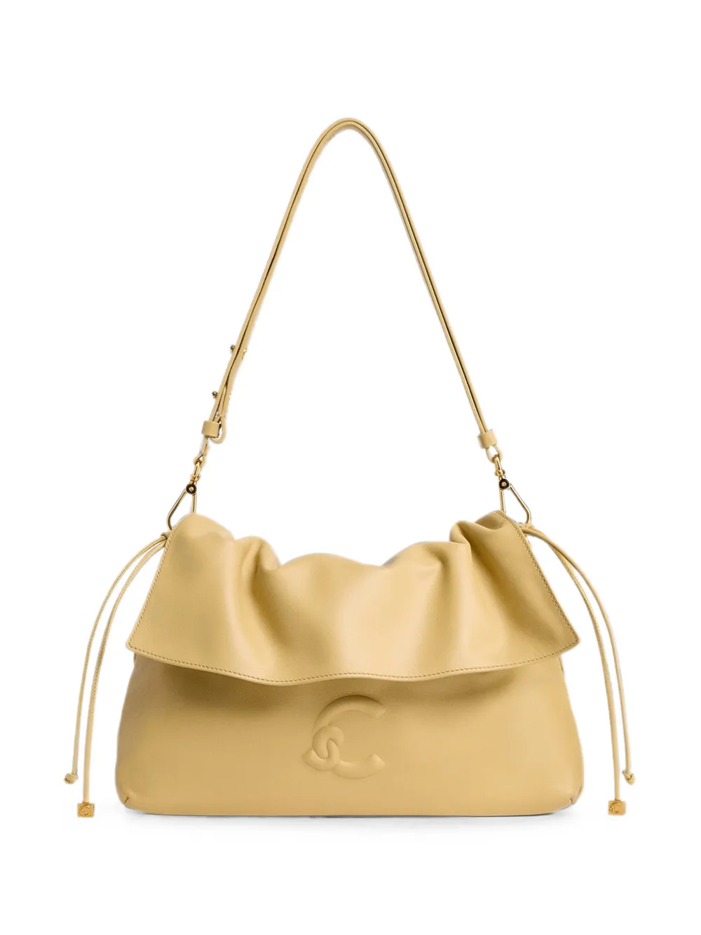 Coccinelle small Lidia logo-embossed ruched shoulder bag - Yellow