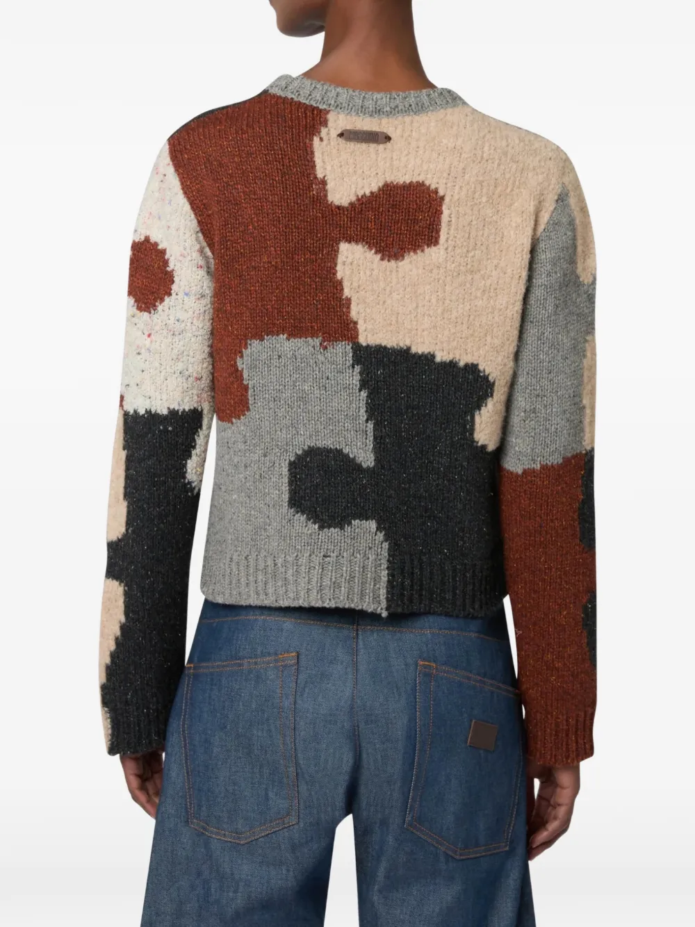 Moschino Inlaid Wool-and-silk Blend Pullover In Multi