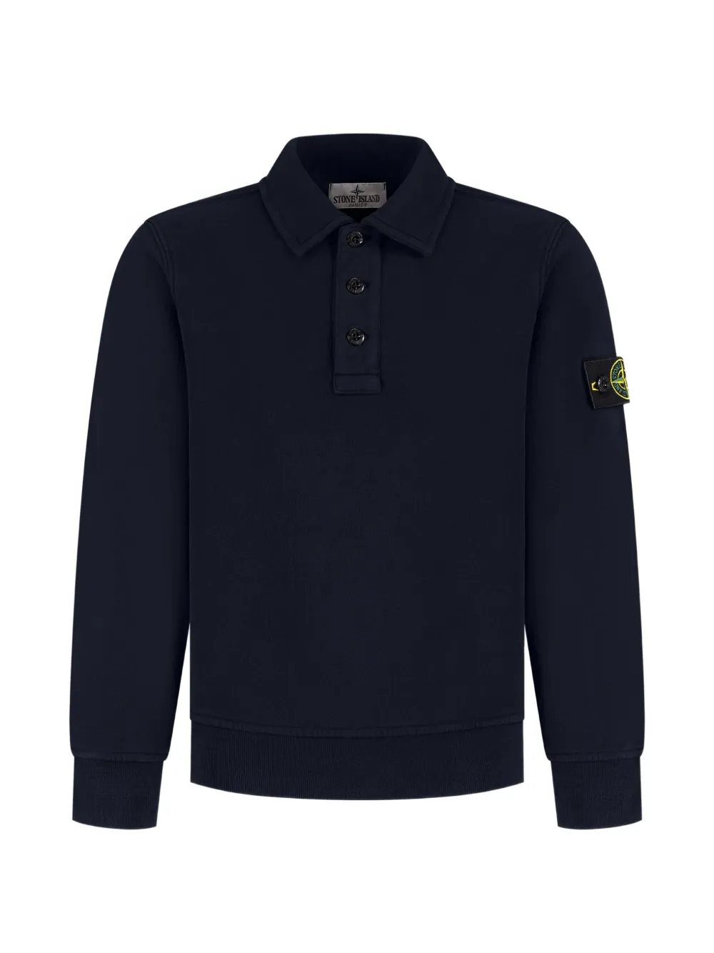 Stone Island Junior Compass-patch long-sleeve polo shirt - Blu