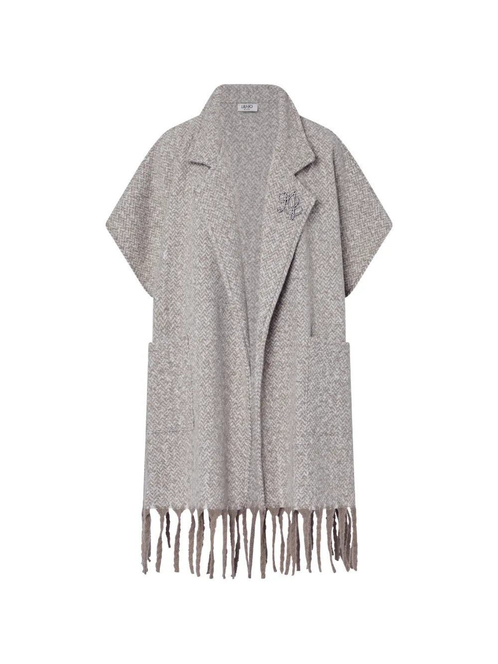 LIU JO long jacquard poncho - Nude