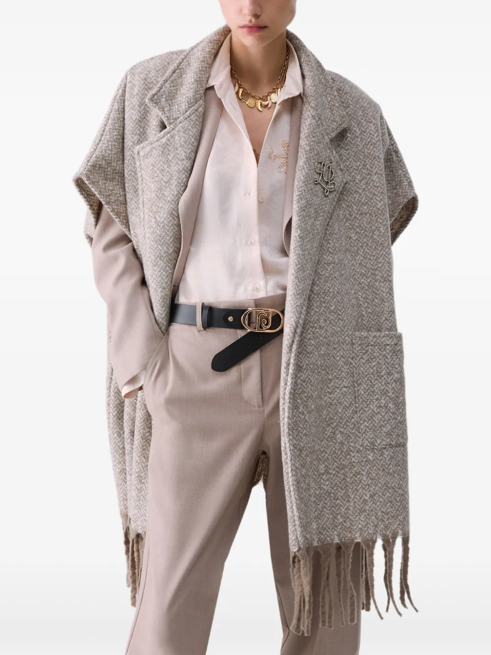 LIU JO Poncho met jacquard Beige