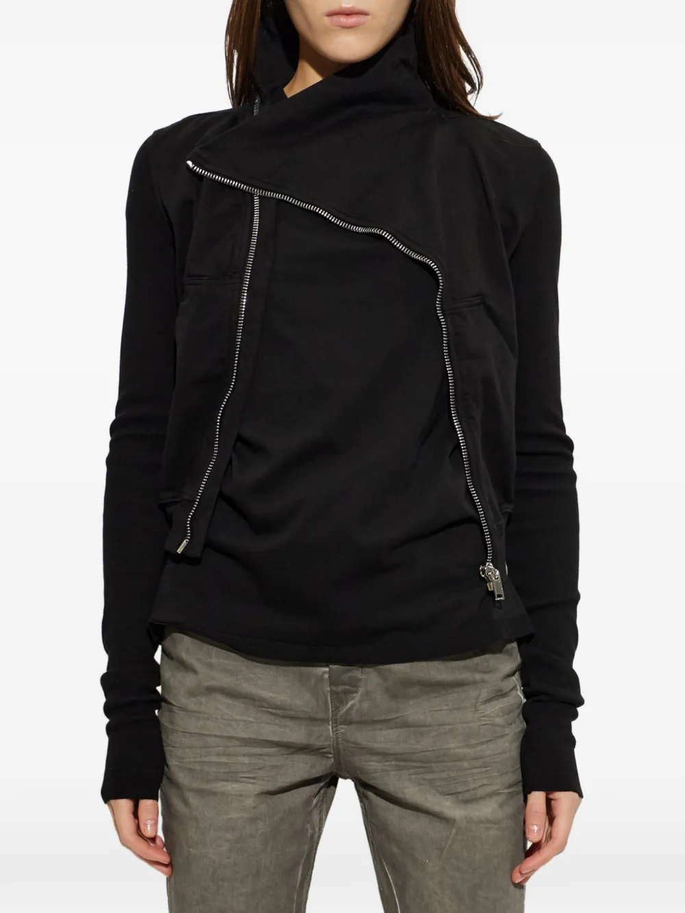 Rick Owens DRKSHDW Sweater met asymmetrische rits Zwart