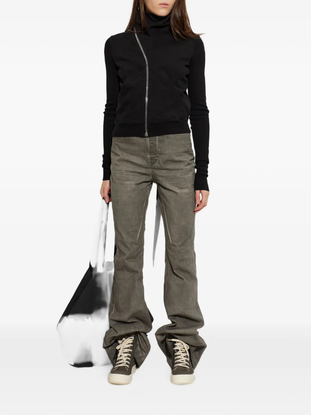 Rick Owens DRKSHDW Sweater met asymmetrische rits Zwart