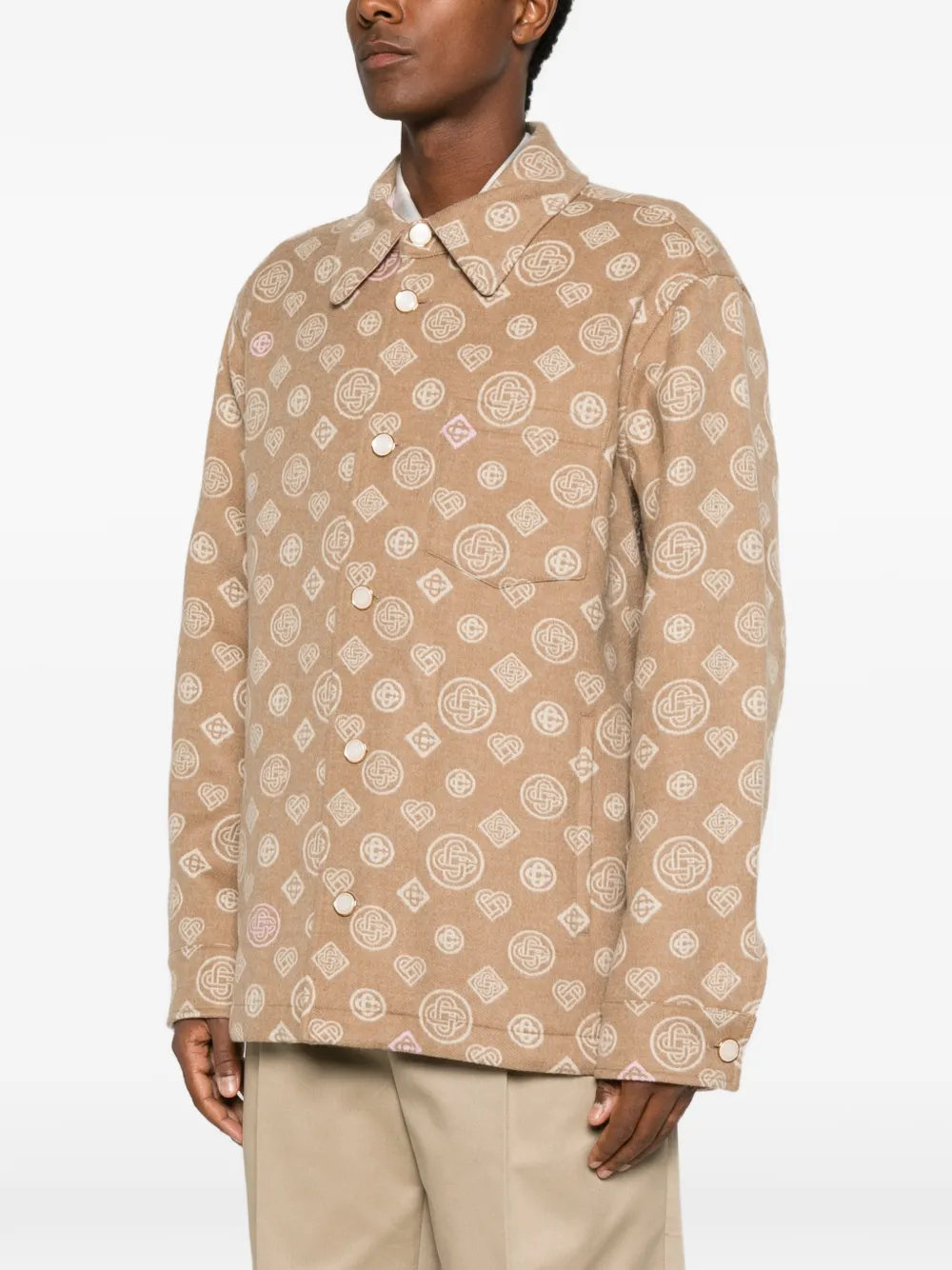 Casablanca monogram-pattern button-fastening overshirt Beige
