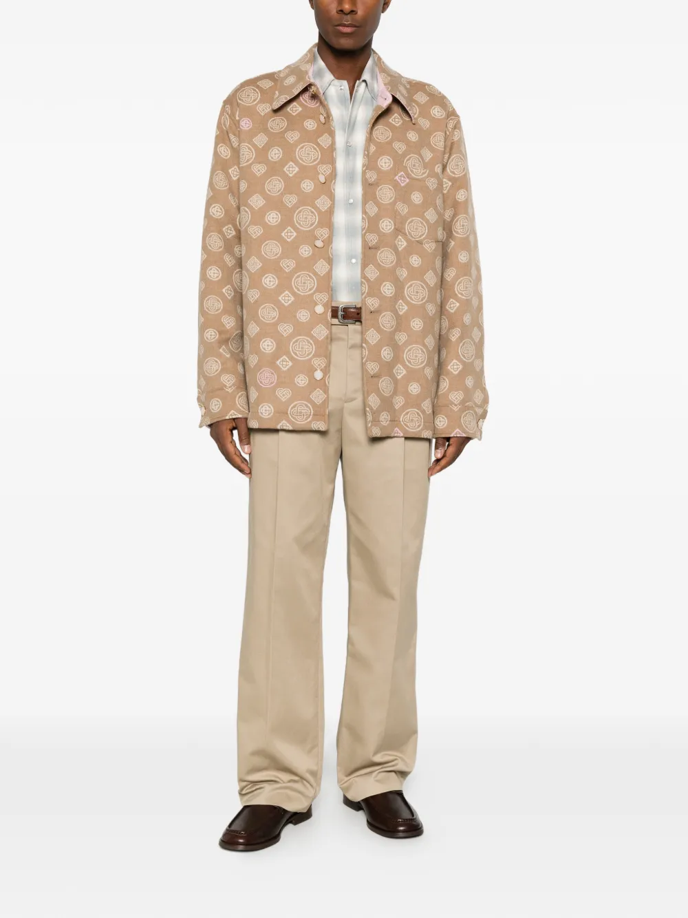 Casablanca monogram-pattern button-fastening overshirt Beige