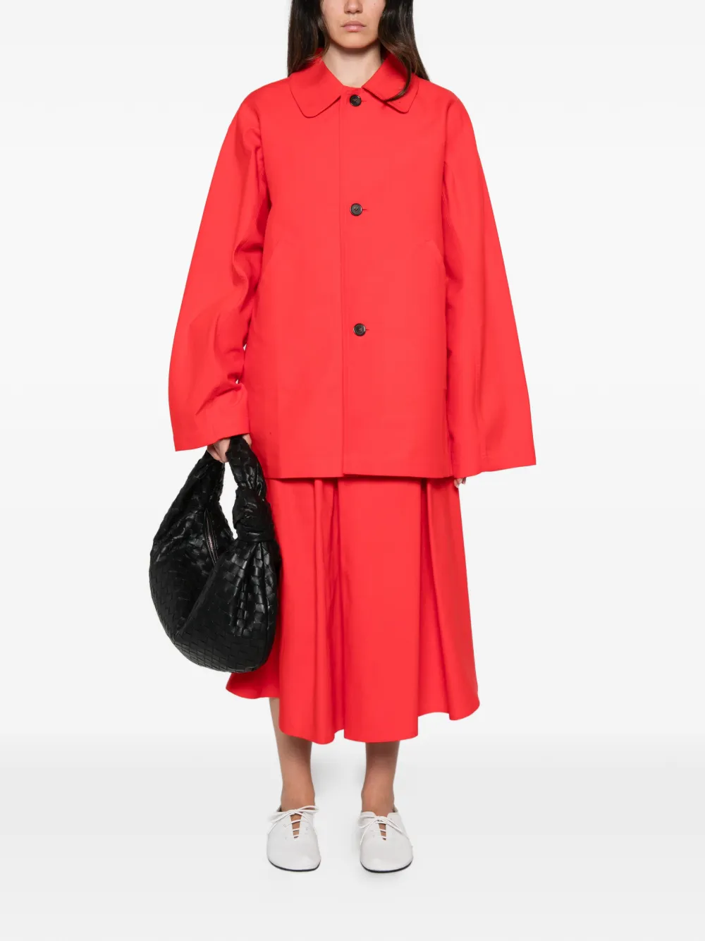 Sofie D'hoore Savy pleated A-line midi skirt Rood