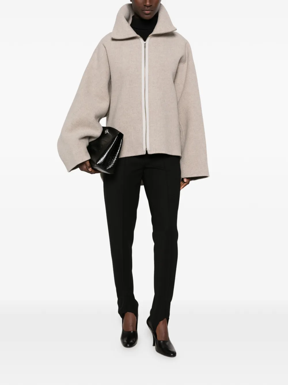 Sofie D'hoore Calipso high-neck zip-up oversized jacket Beige