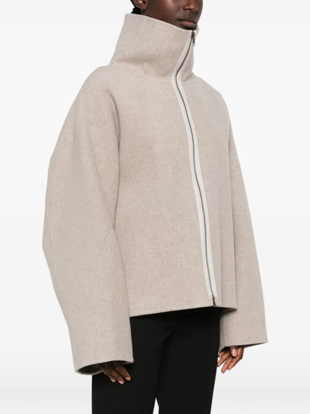 Sofie D'hoore Calipso high-neck zip-up oversized jacket Beige