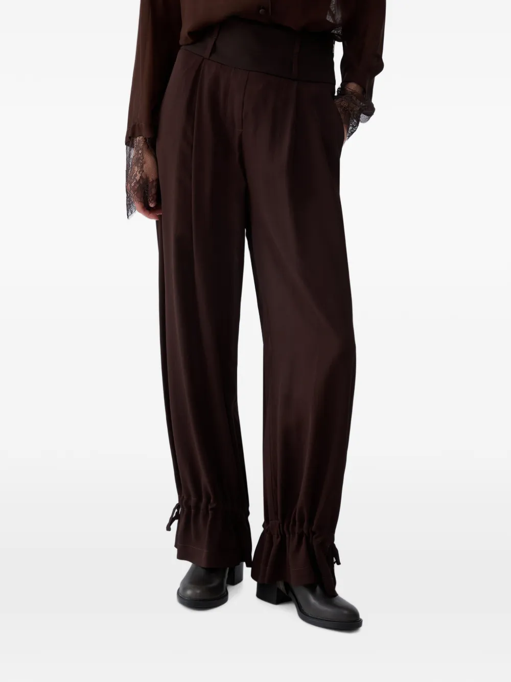 LIU JO wide-leg trousers with drawstring - Braun