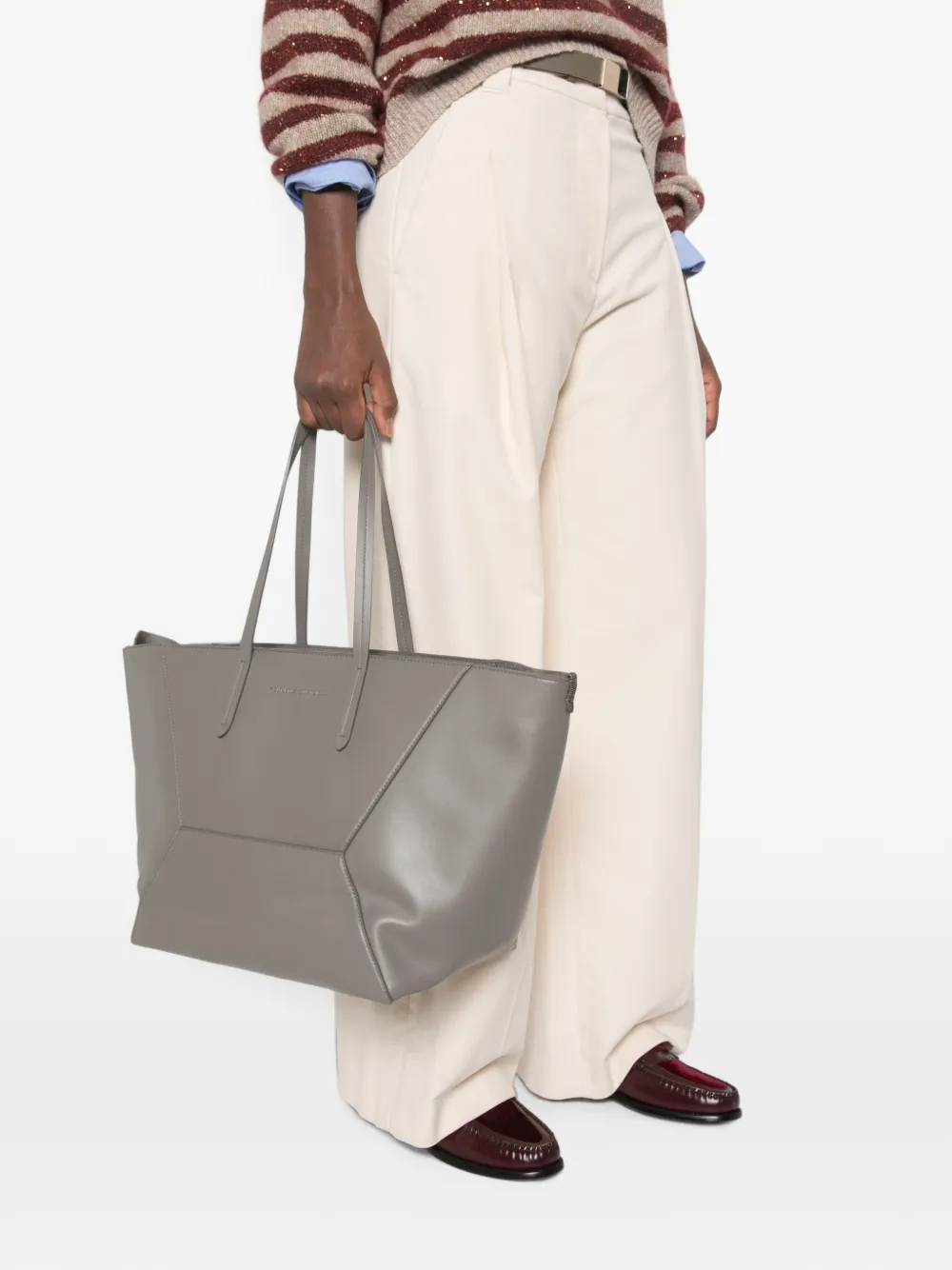 Brunello Cucinelli Leren schoudertas Grijs