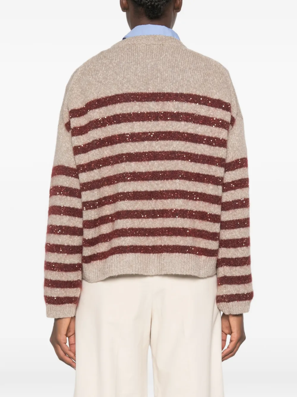 Brunello Cucinelli Trui verfraaid met pailletten Beige